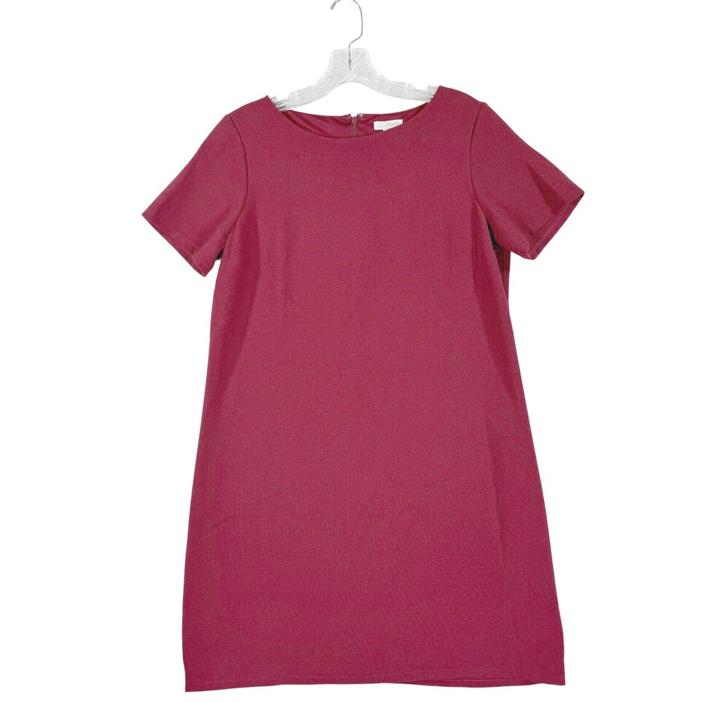 Charming Charlie Womens M Burgundy Short Sleeve Shift Dress Minimalist‎